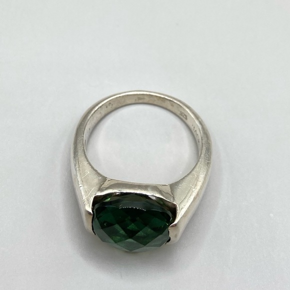 Bask Sterling Silver Green Gemstone Ring - Picture 4 of 8